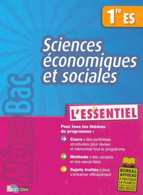 Livrenpoche : Sciences économiques et sociales 1ère ES - Pierre-Olivier Perl - Livre
