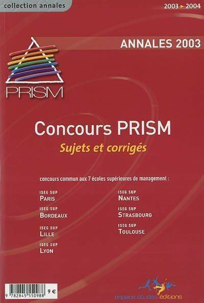 Livrenpoche : Annales du concours PRISM. Sujets et corrigés 2003 - Maureen Lehericey - Livre