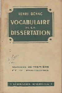 Livrenpoche : Vocabulaire de la dissertation - Henri Bénac - Livre