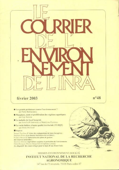 Livrenpoche : Le courrier de l'environnement de l'INRA n°48 - Collectif - Livre