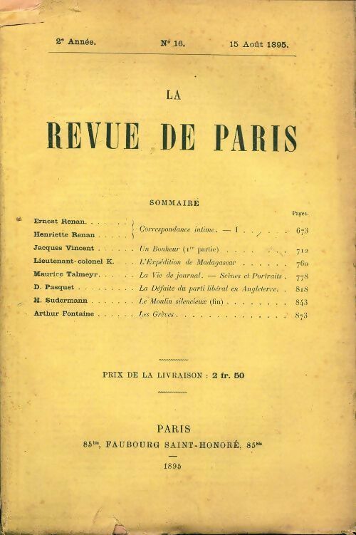 Livrenpoche : La revue de Paris 1895 n°16 - Collectif - Livre
