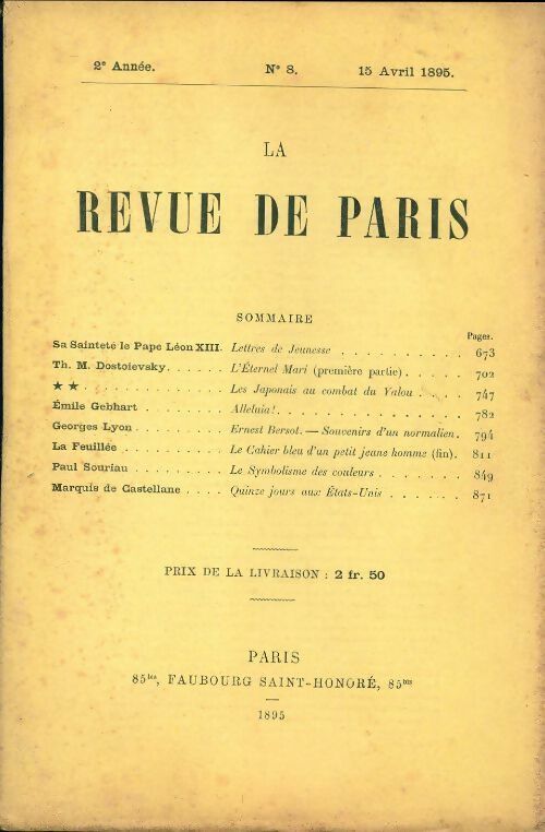 Livrenpoche : La revue de Paris 1895 n°8 - Collectif - Livre