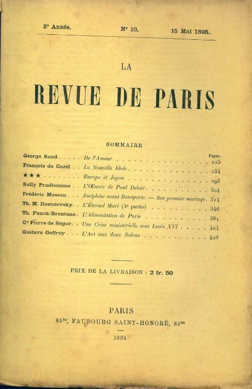 Livrenpoche : La revue de Paris 1895 n°10 - Collectif - Livre