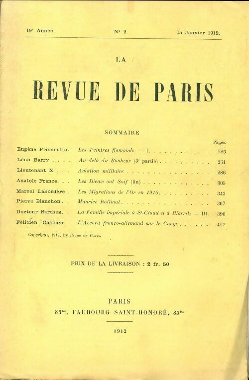 Livrenpoche : La revue de Paris 1912 n°2 - Collectif - Livre
