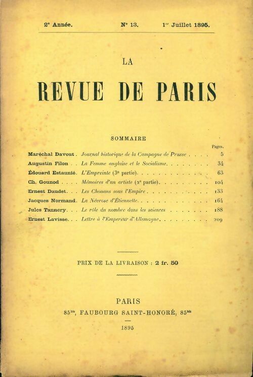 Livrenpoche : La revue de Paris 1895 n°13 - Collectif - Livre