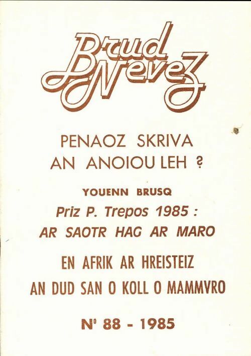 Livrenpoche : Brud nevez 1985 n°88 - Collectif - Livre