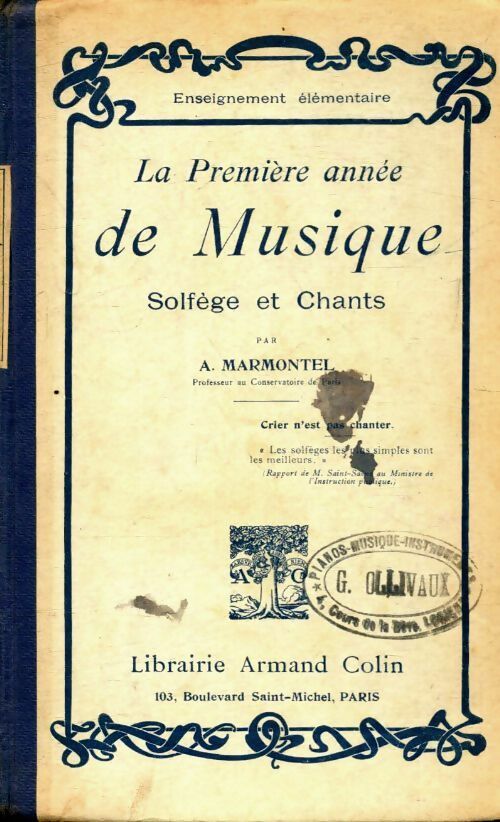 Livrenpoche : La première année de musique - A. Marmontel - Livre