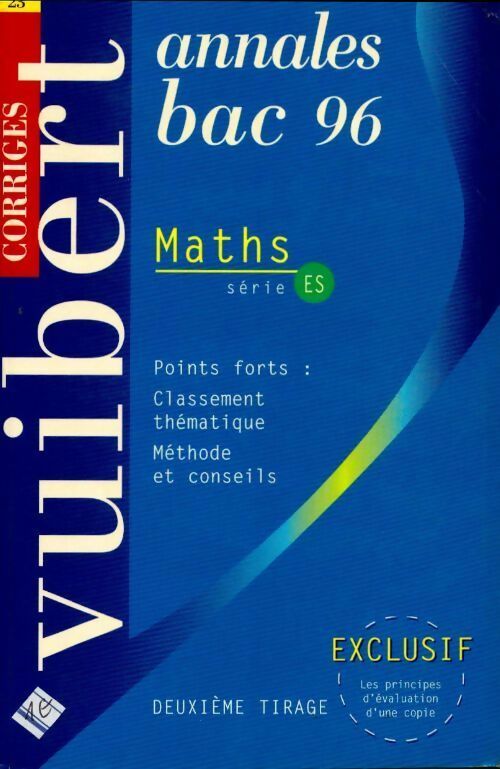 Livrenpoche : Maths Terminales ES, sujets corrigés 96 - Patricia Hug - Livre