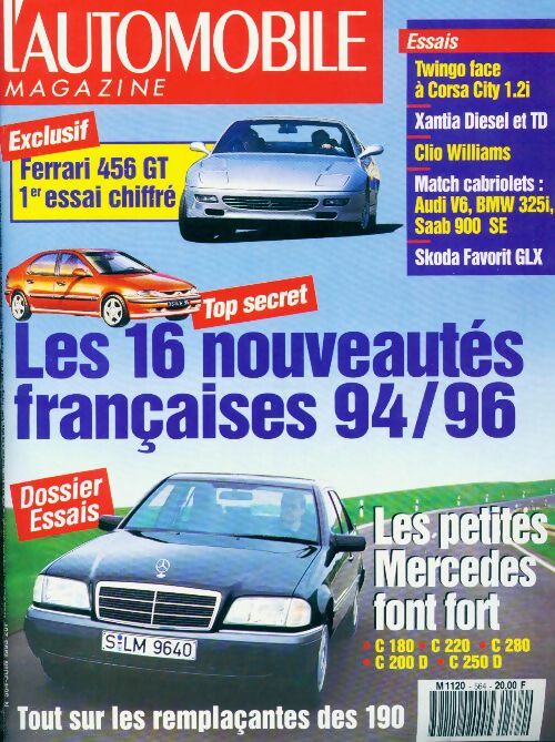 Livrenpoche : L'automobile magazine n°564 : Les 16 nouveautés françaises 94/96 - Collectif - Livre