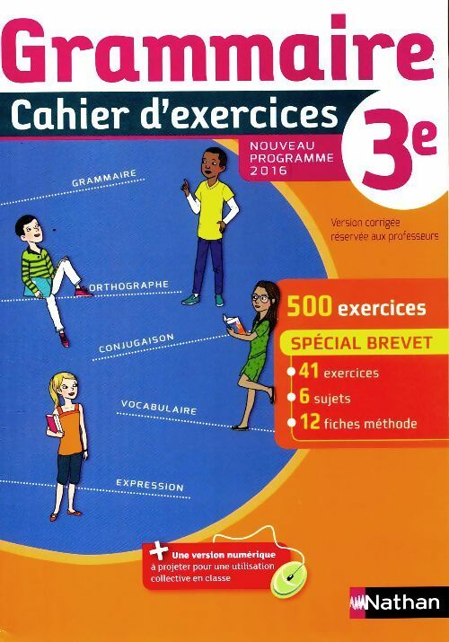 Livrenpoche : Grammaire 3e cahier d'exercices version corrigée pour les enseignants - Cécile De Cazanove - Livre