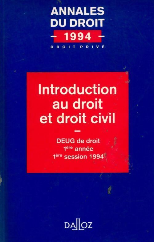 Livrenpoche : Introduction au droit et droit civil 1994 - Collectif - Livre