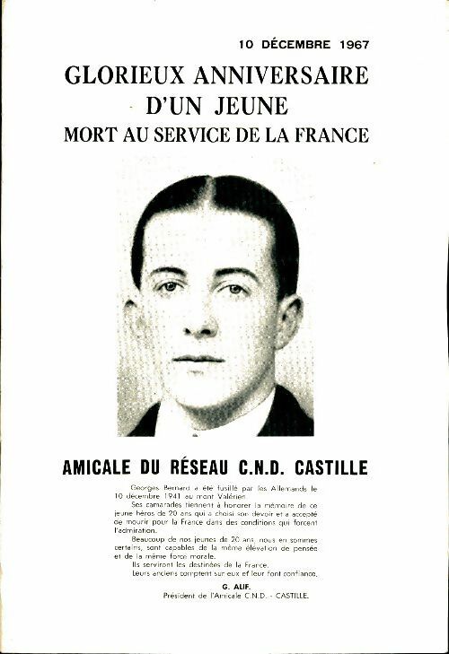 Livrenpoche : Glorieux anniversaire d'un jeune mort au service de la France - Georges Bernard - Livre