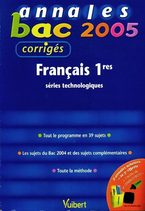 Livrenpoche : Français 1ère Séries technologiques : Corrigés 2005 - Sabine Perry - Livre