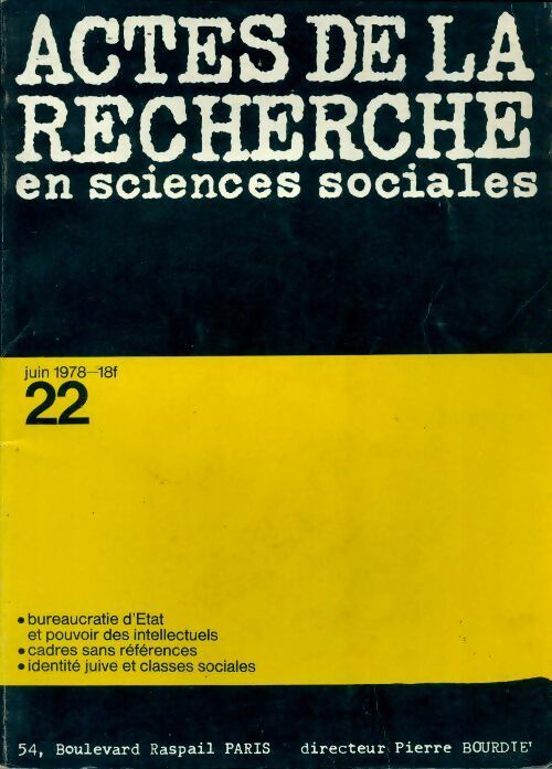 Livrenpoche : Actes de la recherche en sciences sociales n°22 : Les cadres autodidactes - Collectif - Livre