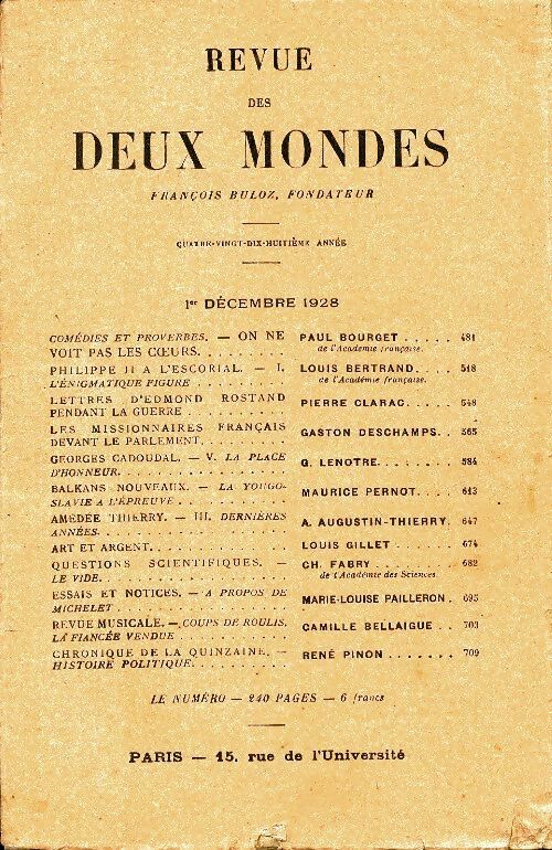 Livrenpoche : Revue des deux mondes décembre 1928 - Collectif - Livre