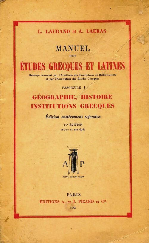 Livrenpoche : Manuel des études grecques et latines fascicule I - L Laurand - Livre