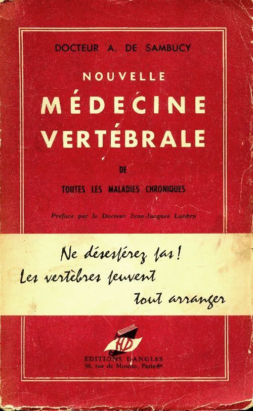 Livrenpoche : Nouvelle médecine vertébrale - A. De Sambucy - Livre