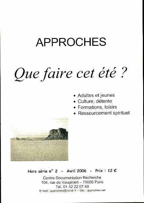 Livrenpoche : Approches n°2 HS : Que faire cet été ? - Collectif - Livre