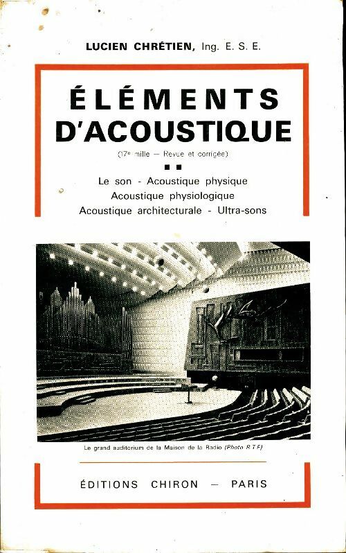Livrenpoche : Éléments d'acoustique - Lucien Chrétien - Livre