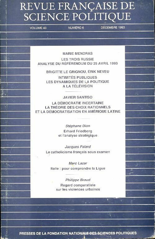 Livrenpoche : Revue française de science politique n°6 - Collectif - Livre