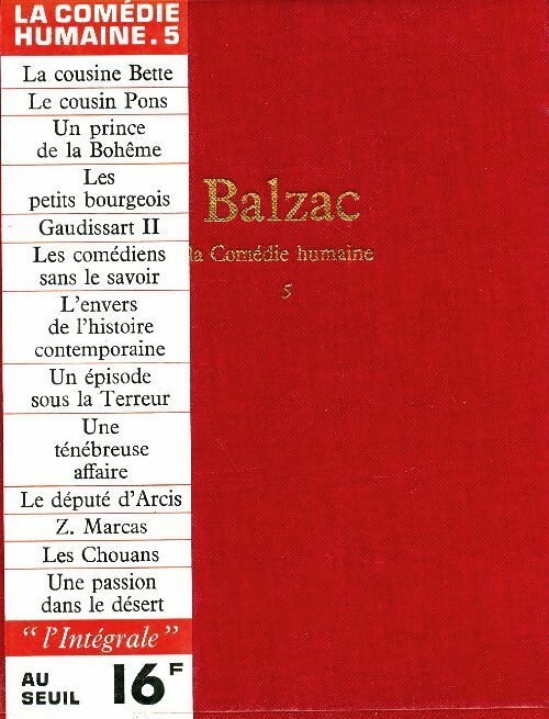 Livrenpoche : La comédie humaine Tome V - Honoré De Balzac - Livre