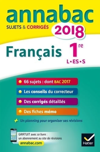Livrenpoche : Français 1res L, ES, S, Sujets & corrigés 2018 - Sylvie Dauvin - Livre