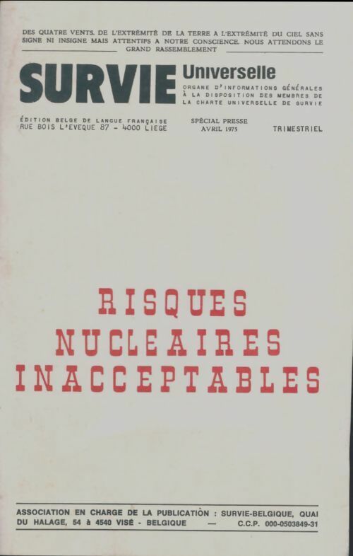 Livrenpoche : Survie universelle : Risques nucléaires inacceptables - Collectif - Livre