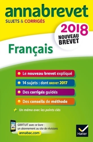 Livrenpoche : Français 3e. Sujets et corrigés 2018 - Christine Formond - Livre