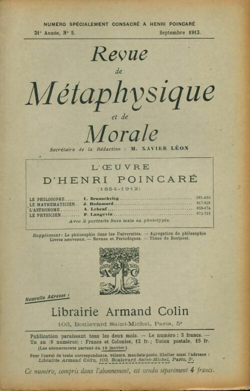 Livrenpoche : Revue de métaphysique et de morale 21e année n°5 - Collectif - Livre