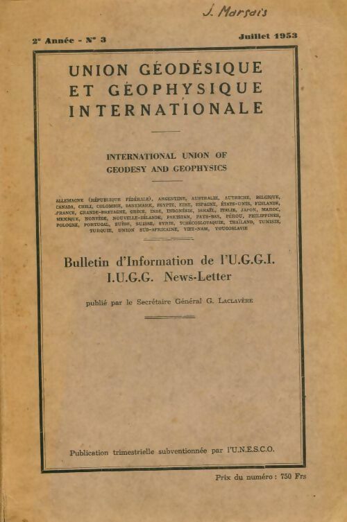Livrenpoche : Union géodésique et géophysique internationale 2e année n°3 - Collectif - Livre