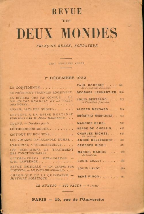 Livrenpoche : Revue des deux mondes 101e année Tome XII - Collectif - Livre