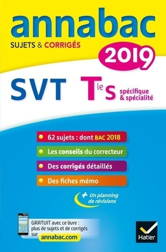 Livrenpoche : SVT Terminale S : Sujets é corrigés 2019 - Jacques Bergeron - Livre