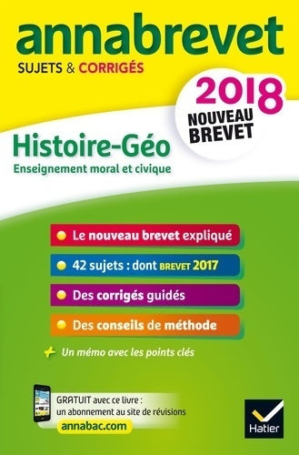 Livrenpoche : Histoire géographie 3e : Sujets et corrigés nouveau brevet 2018 - Christine Formond - Livre