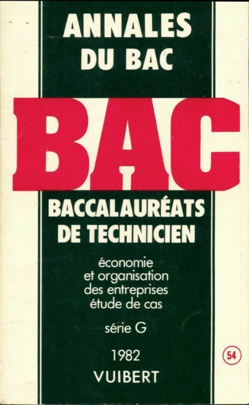 Livrenpoche : Économie et organisation des entreprises de cas Baccalauréats de technicien Terminale G 1982 - Collectif - Livre