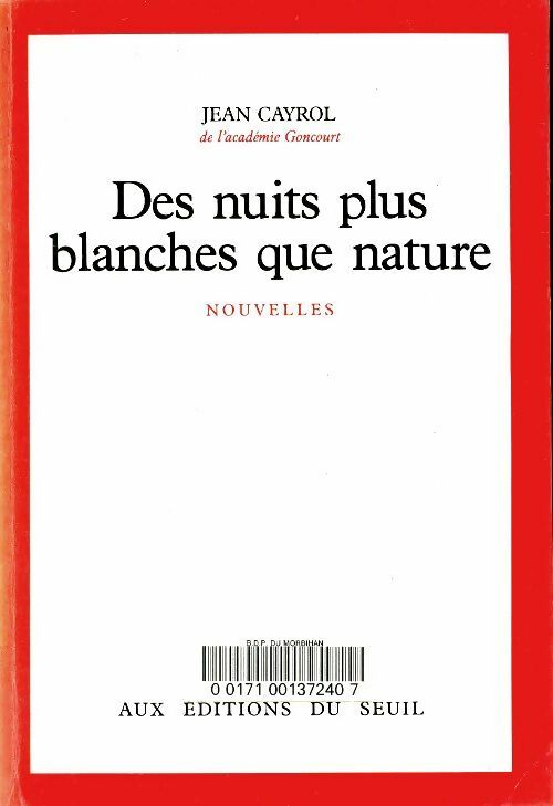 Livrenpoche : Des nuits plus blanches que nature - Jean Cayrol - Livre