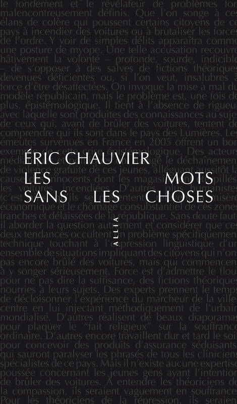 Livrenpoche : Les mots sans les choses - Eric Chauvier - Livre