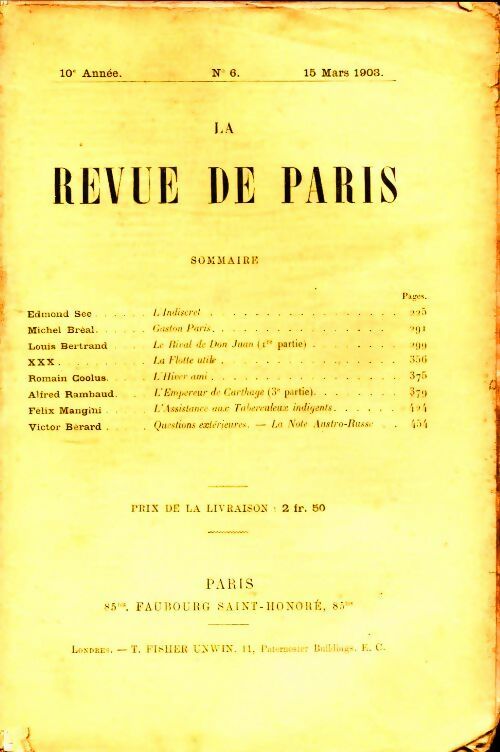 Livrenpoche : La revue de Paris 10ème année n°6 - Collectif - Livre