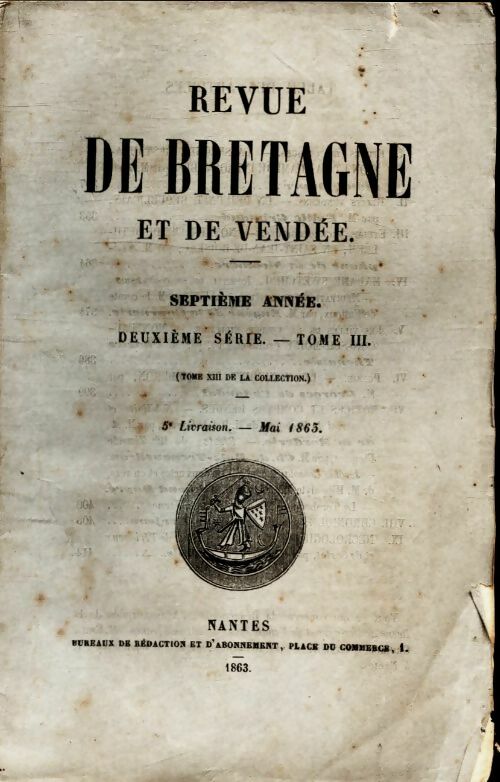 Livrenpoche : Revue de Bretagne et de Vendée 7e année 2e série Tome III 5e livraison - Collectif - Livre