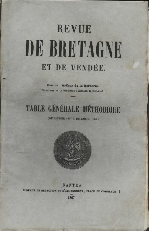 Livrenpoche : Revue de Bretagne et de Vendée. Table générale méthodique - Collectif - Livre
