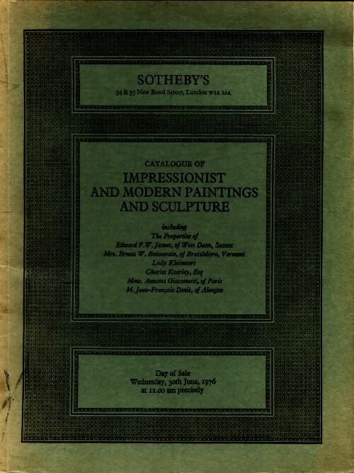 Livrenpoche : Catalogue of impressionist and modern paintings and sculpture - Collectif - Livre