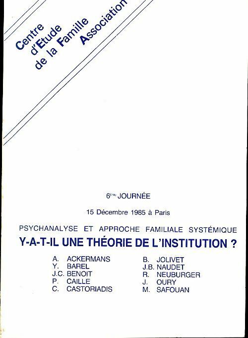 Livrenpoche : Y-a-t-il une théorie de l'institution ? - Collectif - Livre
