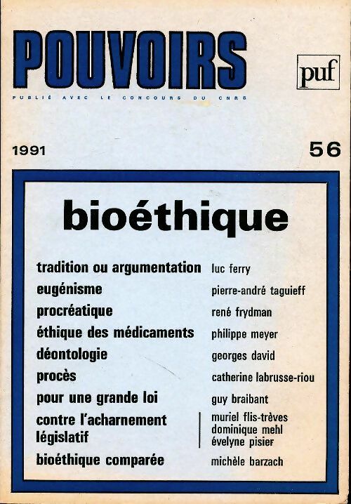 Livrenpoche : Pouvoirs n°56 : Bioéthique - Collectif - Livre