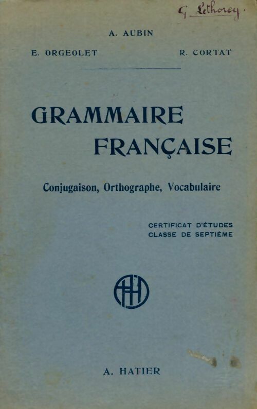 Livrenpoche : Grammaire française - A. Aubin - Livre