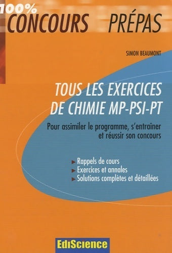 Livrenpoche : Tous les exercices de chimie MP-PSI-PT - Simon Beaumont - Livre
