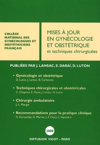 Livrenpoche : Mises à jour en gynécologie et obstétrique et techniques chirurgicales - Collectif - Livre