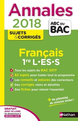 Livrenpoche : Annales Français 1ère L, ES, S. Sujets et corrigés 2018 - Séléna Hebert - Livre