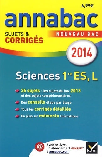 Livrenpoche : Annales sciences 1ère ES, L : Sujets et corrigés 2014 - Hélène Hervé - Livre