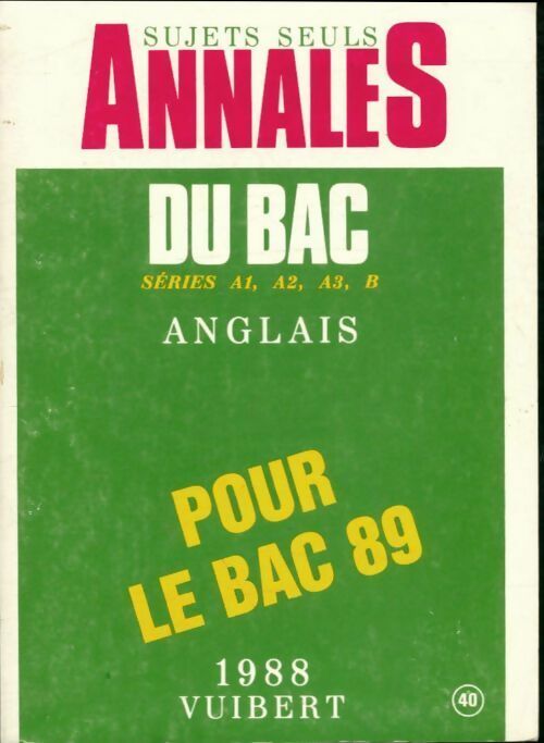 Livrenpoche : Anglais Terminales A1,A2,A3, B 1988 - Collectif - Livre