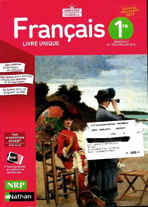 Français 1ère livre unique - Collectif - Livre