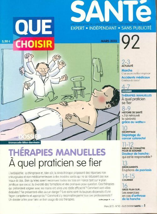 Livrenpoche : Que choisir Santé n°92 : Thérapies manuelles - Collectif - Livre